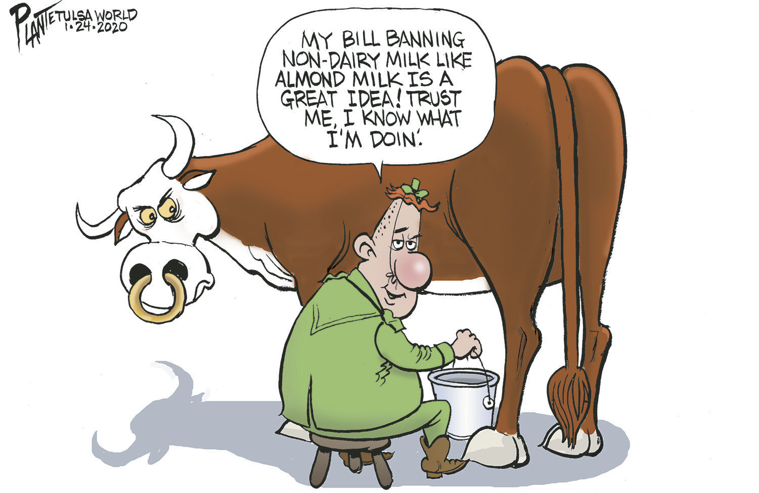 Bruce Plante cartoon: Non-Dairy Milk banning bill